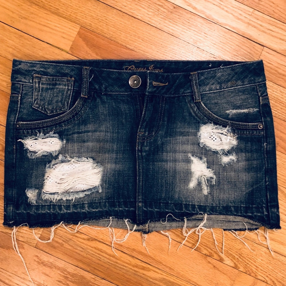 Guess Distressed Jeans Miniskirt 29 lace under
